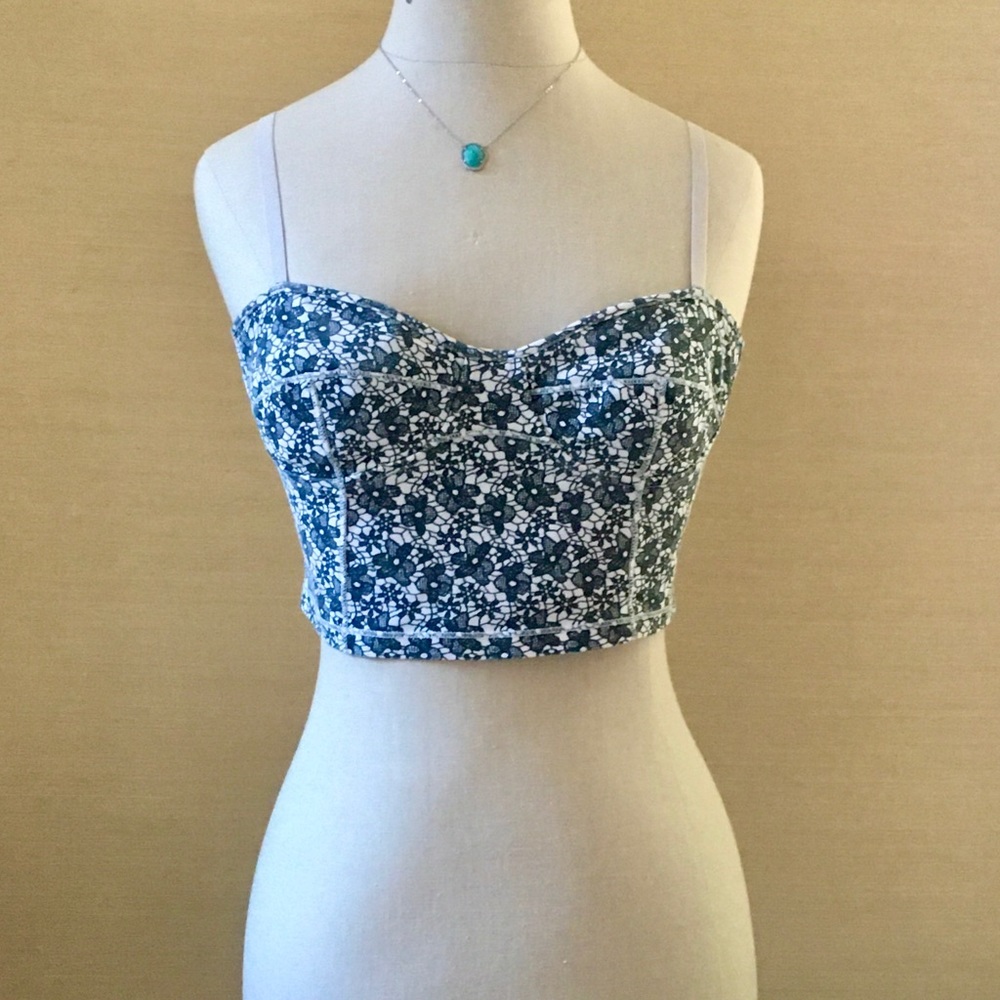 TALULA Floral Lace Print Bustier/Crop Top